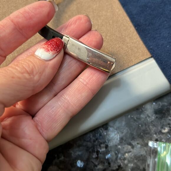 Sterling and black rubber adjustable bracelet. Clip to adjust. heart and star - Picture 3 of 6